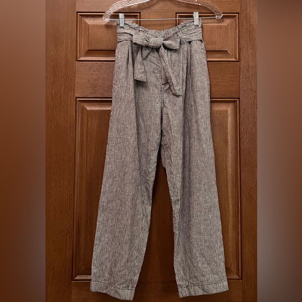 LOFT White Striped Dress Pants W/ Tie Waist & Pockets - Extra Small NEW W/ TAGS